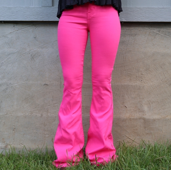 Hot Pink Bell Bottom Flares - Picture 3 of 3